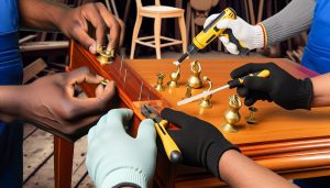 Cozy Home Decor, Cottage Lifestyle & DIY Projects | TwoStoryCottage.com 19 How to Apply Brass Fittings to Furniture Without Nails