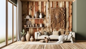 How to Decorate a Large Living Room Wall: Statement Rustic Art
